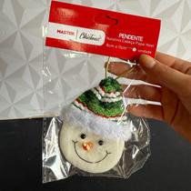 Pendente boneca de neve para decoração árvore de Natal com chapéu verde xadrez natalina de pendurar enfeite enfeite