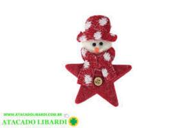 Pendente boneco noel estrela vermelho 10x13 cm - Rio Master