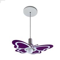 Pendente Borboleta E27 Luminária Infantil Charmosa para Quarto de Menina Roxa Lilás