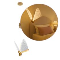 Pendente Borboleta LED 6W 3 Cores Dourado Luminária de Teto Infantil LUS114 ST3136