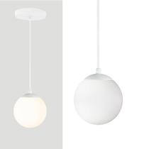 Pendente BRANCO C/ Globo Esfera de Vidro BRANCO de 14cm