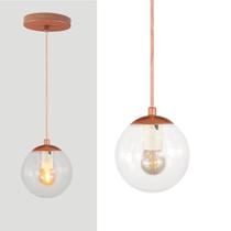 Pendente BRONZE C/ Globo Esfera de Vidro CRISTAL de 14cm