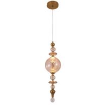 Pendente Bronze com Vidro Conhaque 55cm Led 3W 3000K Bivolt