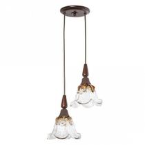 Pendente Canga 2 Cúpulas Vidro Country Madelustre Pendente Canga 2 Cúpulas Vidro Country Madelustre