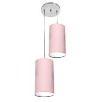 Pendente Cilindrica Duplo De Cupula 14x25cm Rosa