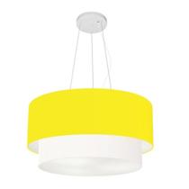 Pendente Cilíndrico Amarelo e Branco MJ-4061 Para Mesa de Jantar e Estar