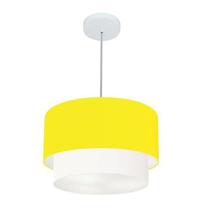 Pendente Cilíndrico Amarelo e Branco MJ-4160 Para Mesa de Jantar e Estar