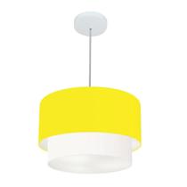 Pendente Cilíndrico Amarelo e Branco MJ-4350 Para Mesa de Jantar e Estar