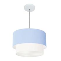 Pendente Cilíndrico Azul Bebê e Branco MJ-4160 Para Mesa de Jantar e Estar