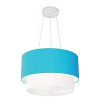 Pendente Cilíndrico Azul Turquesa e Branco MJ-4158 Para Mesa de Jantar e Estar