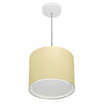 Pendente Cilíndrico Bege MJ-4284 Para Mesa de Jantar e Estar