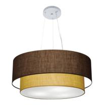 Pendente Cilíndrico Café e Palha MJ-4082 Para Mesa de Jantar e Estar Pendente Cilíndrico Café e Palha MJ-4082 Para Mesa de Jantar e Estar