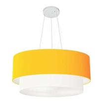 Pendente Cilíndrico Laranja e Branco MJ-4370 Para Mesa de Jantar e Estar