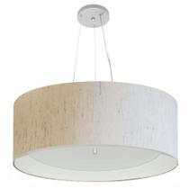 Pendente Cilíndrico Linho Bege e Branco MJ-4142 Para Mesa de Jantar e Estar