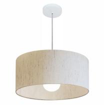 Pendente Cilíndrico Linho Bege MJ-4052 Para Mesa de Jantar e Estar