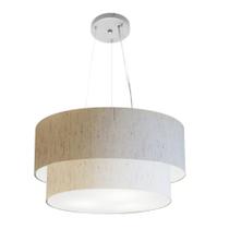 Pendente Cilíndrico Linho Bege MJ-4061 Para Mesa de Jantar e Estar