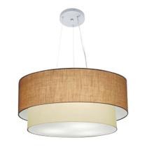 Pendente Cilíndrico Palha e Bege MJ-4073 Para Mesa de Jantar e Estar
