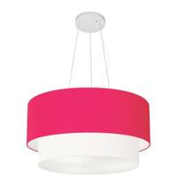 Pendente Cilíndrico Pink e Branco MJ-4369 Para Mesa de Jantar e Estar