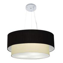 Pendente Cilíndrico Preto e Bege MJ-4082 Para Mesa de Jantar e Estar