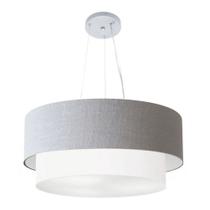 Pendente Cilíndrico Rustico Cinza e Branco MJ-4179 Para Mesa de Jantar e Estar