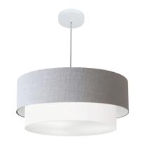 Pendente Cilíndrico Rustico Cinza e Branco MJ-4353 Para Mesa de Jantar e Estar