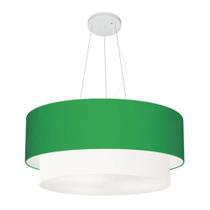 Pendente Cilíndrico Verde Folha e Branco MJ-4073 Para Mesa de Jantar e Estar