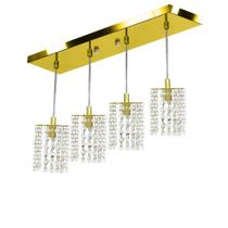Pendente Clearcast Quadruplo Cristal Legitimo Dourado