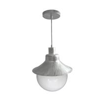 Pendente Colonial São Paulo Antigo 728 em Aço com Globo de Vidro Leitoso Prata Velha Pendente Colonial São Paulo Antigo 728 em Aço com Globo de Vidro Leitoso Prata Velha