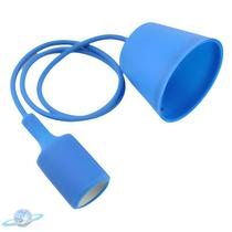 Pendente Colorido Silicone Azul Fio Tecido Soquete E27 Led Pendente Colorido Silicone Azul Fio Tecido Soquete E27 Led