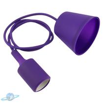 Pendente Colorido Silicone Roxo Fio Tecido Soquete E27 Led Pendente Colorido Silicone Roxo Fio Tecido Soquete E27 Led