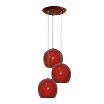 Pendente Colorido Tipo Bolinha - 03 Pendentes Juntos na Mesma Canopla - Vermelho