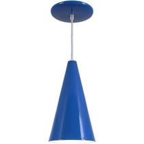 Pendente Cone Luminária Lustre Alumínio E27 Azul Pendente Cone Luminária Lustre Alumínio E27 Azul