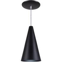 Pendente Cone Luminária Lustre Alumínio E27 Preto Textura