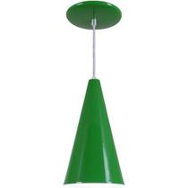 Pendente Cone Luminária Lustre Alumínio E27 Verde - L & L Iluminação