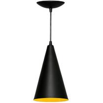 Pendente Cone (Preto Textura/ Amarelo) - Shop da Iluminação
