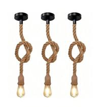 Pendente Corda 1M Retro Vintage Rústico Sisal E27 Para Decoração 1,5 Metro