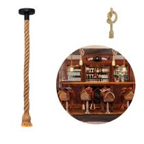 Pendente Corda Sisal 1,80M Para Nó Laço Retro Rústico Vintage Com Soquete Bocal E27 E Canopla De Metal Para Teto