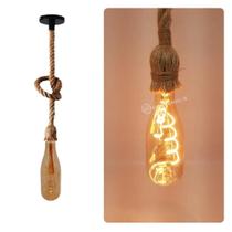 Pendente Corda Sisal Com Lâmpada LED Garrafa 4w Estilo Retro KIT040 Pendente Corda Sisal Com Lâmpada LED Garrafa 4w Estilo Retro KIT040