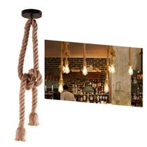 Pendente Corda Sisal Dupla 1,60M Rústico Com 2 Bocais E27 Pendente Corda Sisal Dupla 1,60M Rústico Com 2 Bocais E27