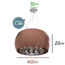 Pendente Cristal Bella Soho COBRE 40cm P/ 5xG9 Pd002CO ST586