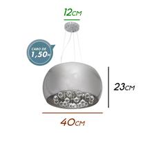 Pendente Cristal Bella Soho Cromado 40cm P/ 5xg9 PD002CR St586