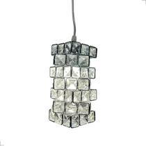 Pendente Cristal Diamante Quadrado Torcido CD4042 Transparente Cabo 60CM