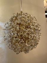 Pendente cristal esfera 10cm dourado com cristais clear KG 1G9 - Lampluz