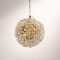 Pendente cristal esfera 10cm dourado com cristais clear KG 1G9 - Lampluz