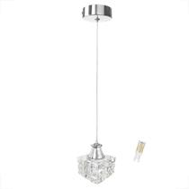 Pendente Cristal Para Quarto Metal Prateado Sala Bet43 + Led