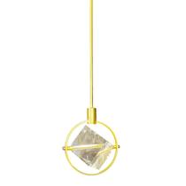 Pendente Cubo Cristal Dourado 20cm Led 5W 3000K Bivolt DS8235 Delis Pendente Cubo Cristal Dourado 20cm Led 5W 3000K Bivolt DS8235 Delis