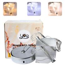 Pendente cubo de cristal PD1114 prata Bivolt Ip20 3k/4k/6k
