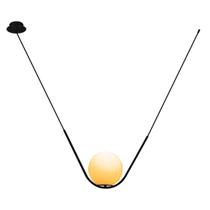 Pendente Cúpula Globo Vidro Leitoso PRETO FOSCO Cora + Lâmpada Led Bulbo 12w Branco Quente St1790