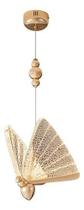 Pendente de Borboleta Dourada 22cm Led 6w 3000k Branco Quente Decorativo Luxo Paris Luz 8427