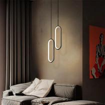 Pendente De Cabeceira de Cama Minimalista Lançamento Preto Oval 3000K 8026